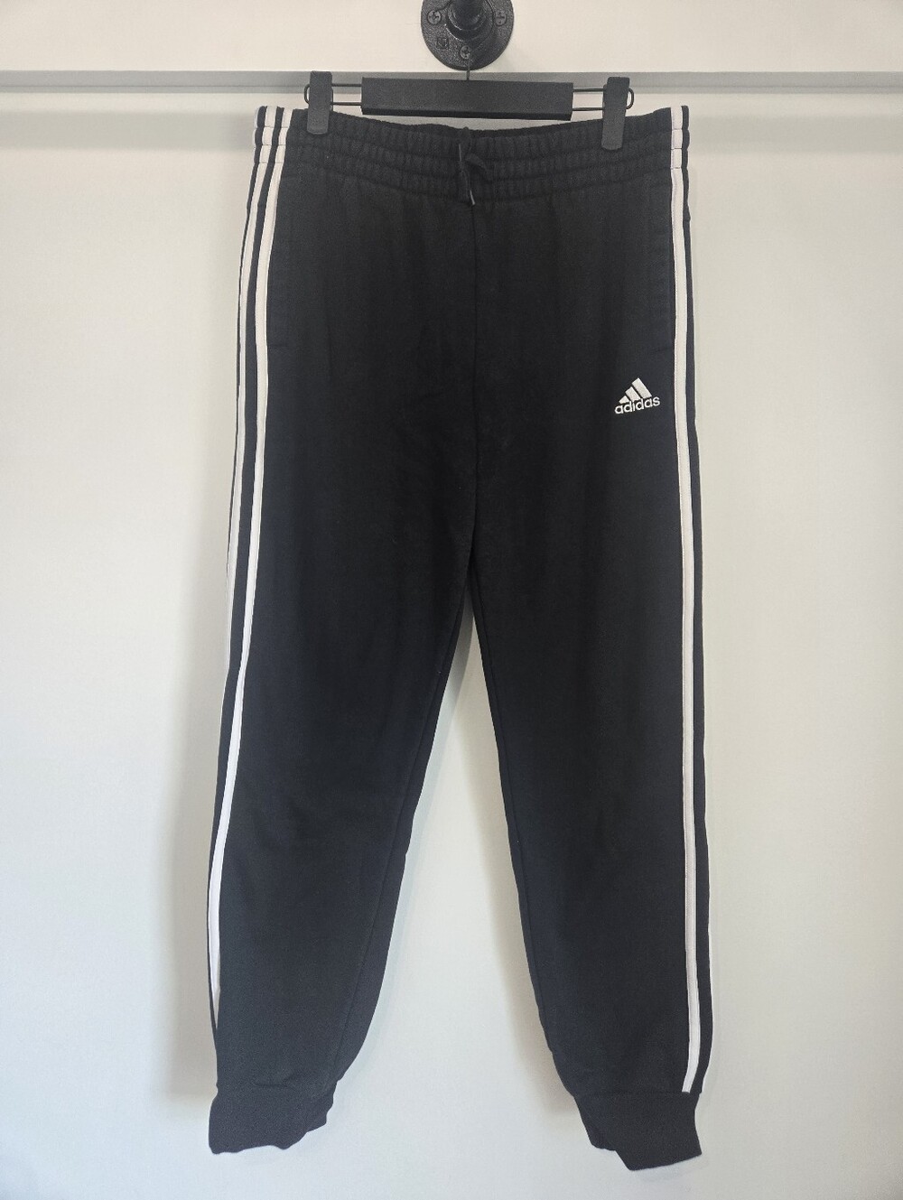 Adidas Black 3-Stripe Fleece Jogger Sweatpants Men's Large Athletic Pant